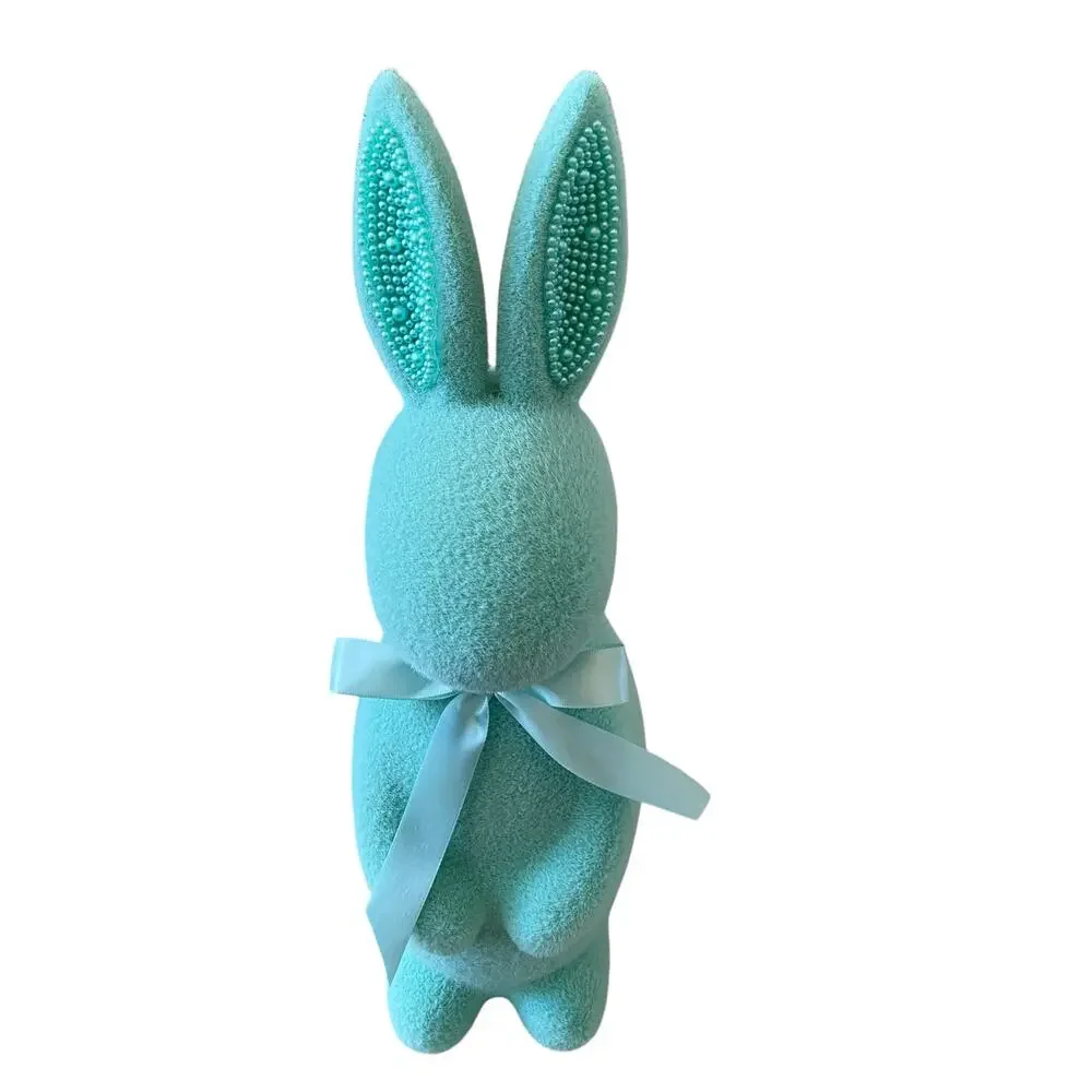 Spring Gatherings Flocked Bunny With Faux Pearl Ears & Ribbon 15
